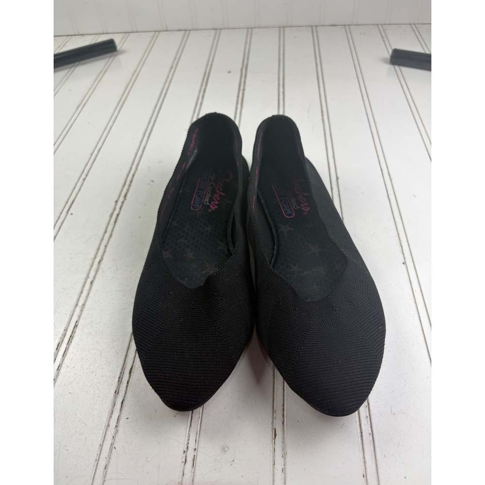 Skechers Cleo Style Stretch Fit Black Knit Ballet Flats Women's Size 7.5 - Picture 2 of 10